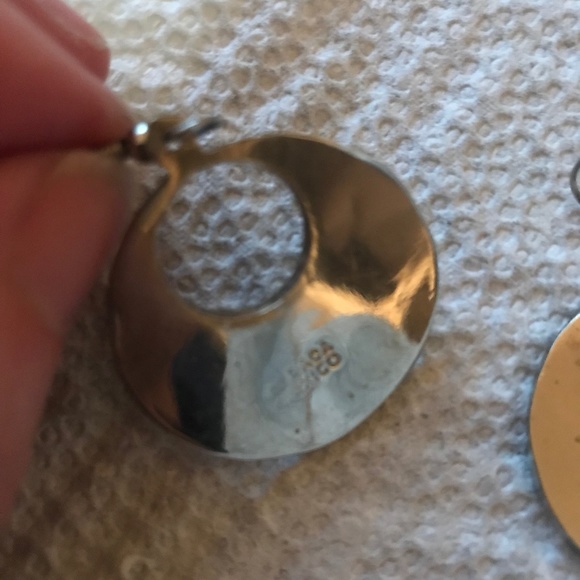 Enamel Mother of Pearl Silver Modern Earrings MOP Mexico - Picture 5 of 6